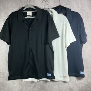 COPY - Scotch & Soda Shirts Mens L Black White Textured Button Up Camp Casual L…